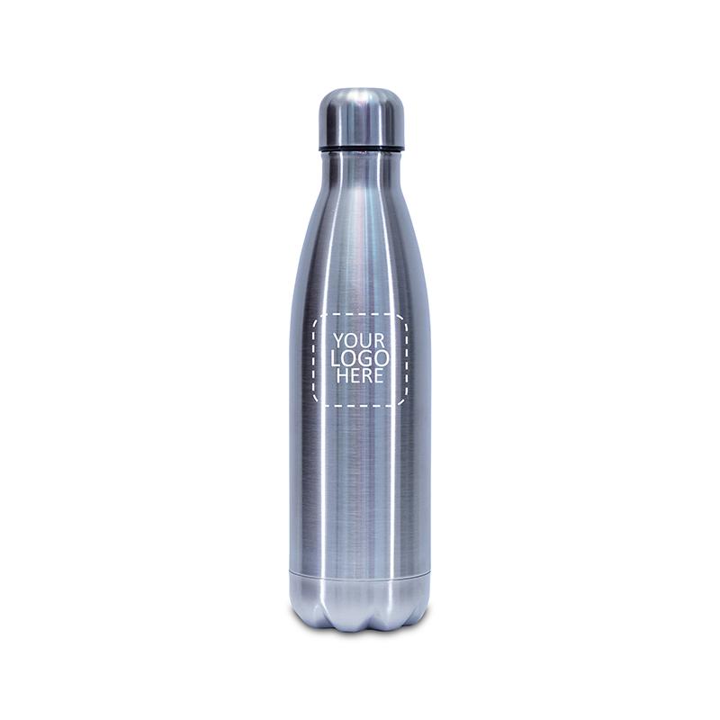 Double Walled Vaccuam Insulated Thermal Bottle Silver with Logo